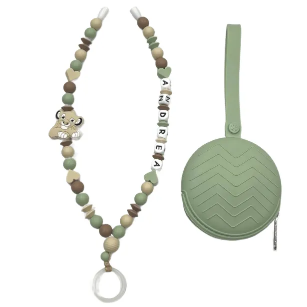 Babyjart Schnullerhalskette mit Name, aus silicone, Haken / Adapter Schnuller Mam