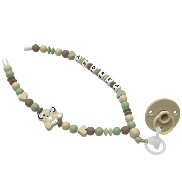 Babyjart Schnullerhalskette mit Name, aus silicone, Haken / Adapter Schnuller Mam