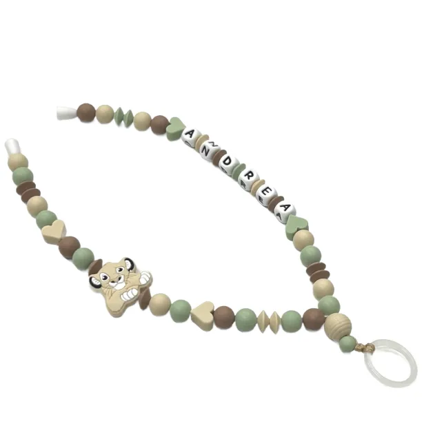 Babyjart Schnullerhalskette mit Name, aus silicone, Haken / Adapter Schnuller Mam