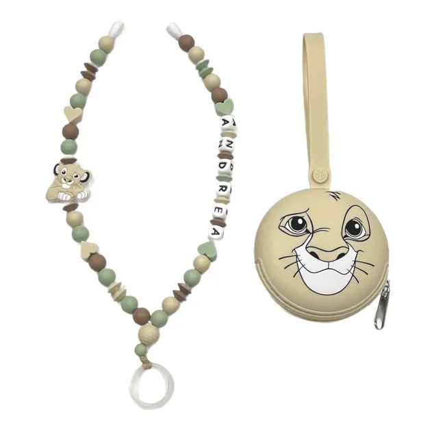 Babyjart Schnullerhalskette mit Name, aus silicone, Haken / Adapter Schnuller Mam