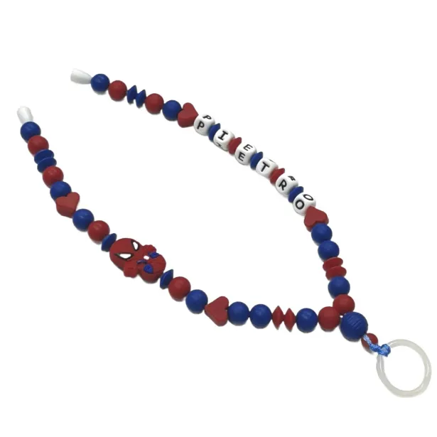 Babyjart Schnullerhalskette mit Name, aus silicone, Haken / Adapter Schnuller Mam