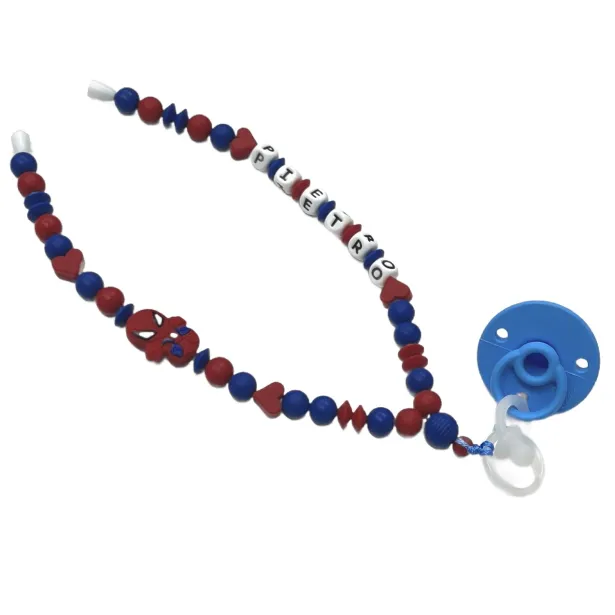 Babyjart Schnullerhalskette mit Name, aus silicone, Haken / Adapter Schnuller Mam