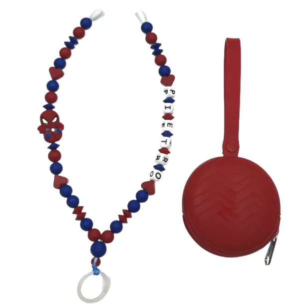 Babyjart Schnullerhalskette mit Name, aus silicone, Haken / Adapter Schnuller Mam