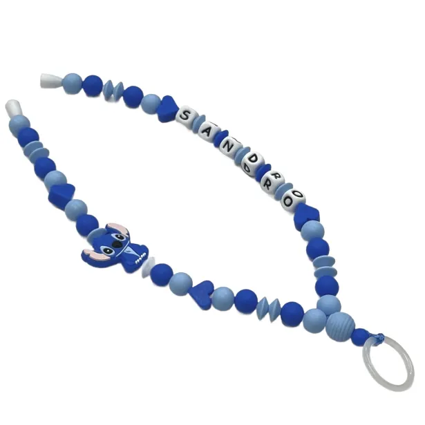 Babyjart Schnullerhalskette mit Name, aus silicone, Haken / Adapter Schnuller Mam