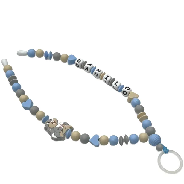 Babyjart Schnullerhalskette mit Name, aus silicone, Haken / Adapter Schnuller Mam