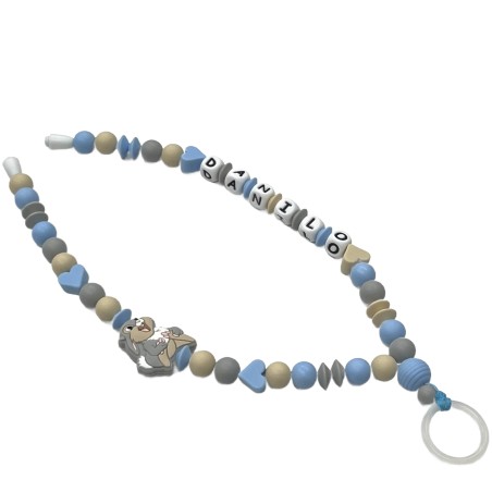 Babyjart Colar porta-chupeta com nome, silicone, gancho/adaptador de chupeta da mãe