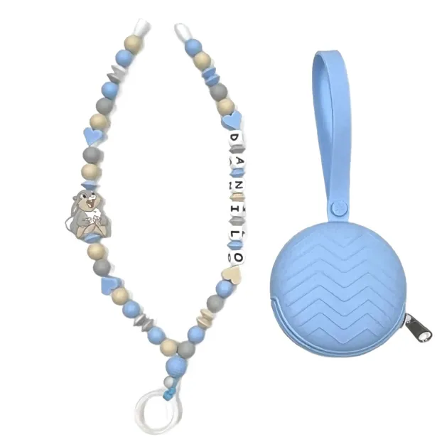 Babyjart Dummy Nicklace with name, in silicone, hook / adapter pacifier mam