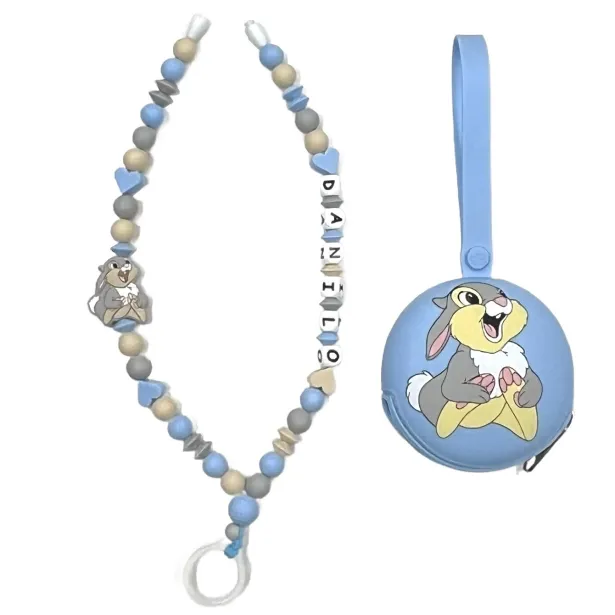 Babyjart Schnullerhalskette mit Name, aus silicone, Haken / Adapter Schnuller Mam