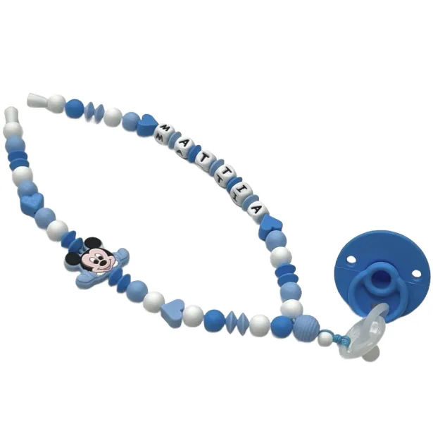 Babyjart Dummy Nicklace with name, in silicone, hook / adapter pacifier mam