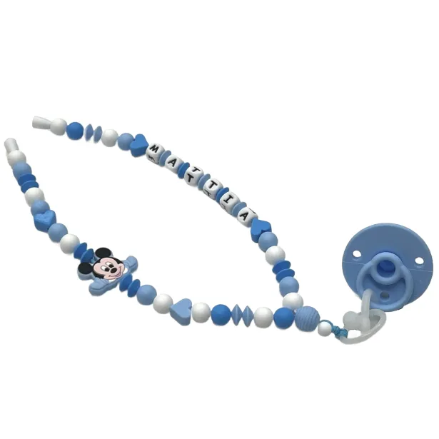 Babyjart Schnullerhalskette mit Name, aus silicone, Haken / Adapter Schnuller Mam