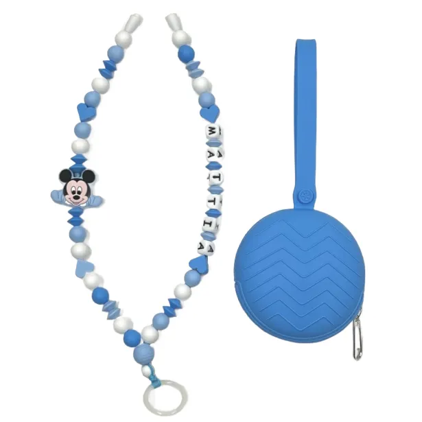 Babyjart Collar Porta Chupete con Nombre, silicona, gancho/adaptador para chupete de madre