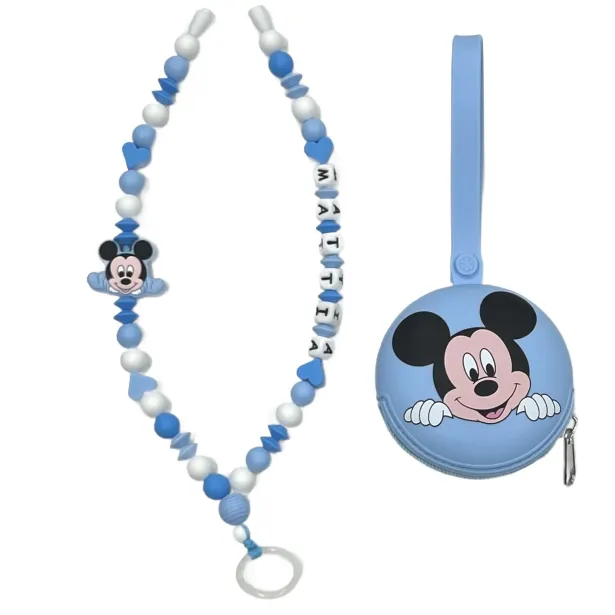 Babyjart Dummy Nicklace with name, in silicone, hook / adapter pacifier mam