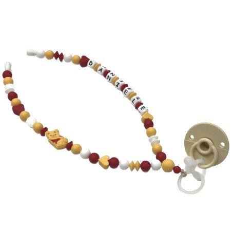 Babyjart Colar porta-chupeta com nome, silicone, gancho/adaptador de chupeta da mãe