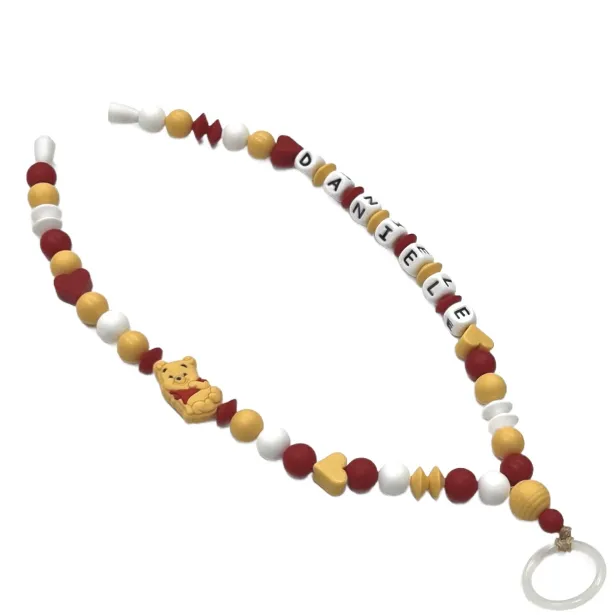 Babyjart Schnullerhalskette mit Name, aus silicone, Haken / Adapter Schnuller Mam