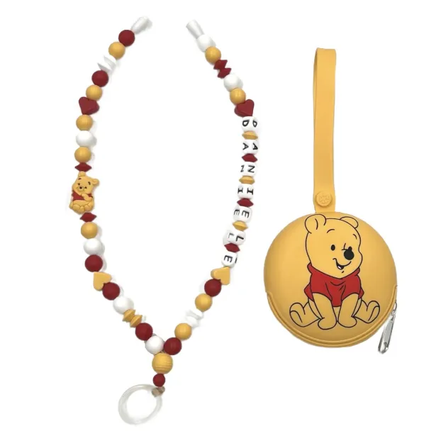 Babyjart Schnullerhalskette mit Name, aus silicone, Haken / Adapter Schnuller Mam