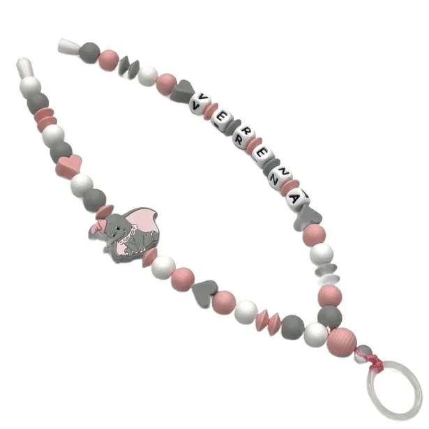Babyjart Dummy Nicklace with name, in silicone, hook / adapter pacifier mam