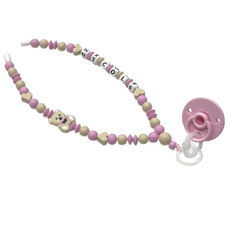 Babyjart Colar porta-chupeta com nome, silicone, gancho/adaptador de chupeta da mãe