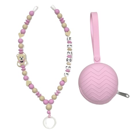 Babyjart Colar porta-chupeta com nome, silicone, gancho/adaptador de chupeta da mãe