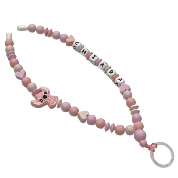 Babyjart Schnullerhalskette mit Name, aus silicone, Haken / Adapter Schnuller Mam