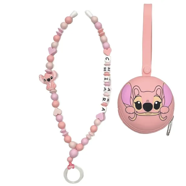 Babyjart Collana Portaciuccio con Nome, in silicone, gancio/adattatore ciuccio mam