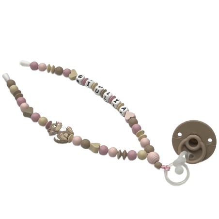 Babyjart Colar porta-chupeta com nome, silicone, gancho/adaptador de chupeta da mãe