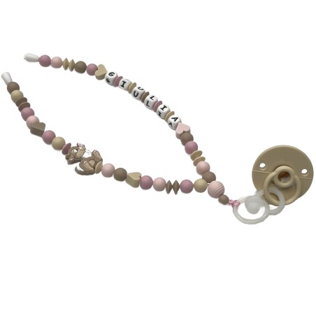 Babyjart Colar porta-chupeta com nome, silicone, gancho/adaptador de chupeta da mãe