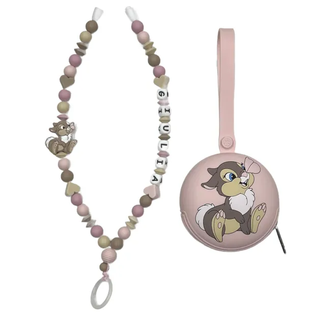 Babyjart Dummy Nicklace with name, in silicone, hook / adapter pacifier mam