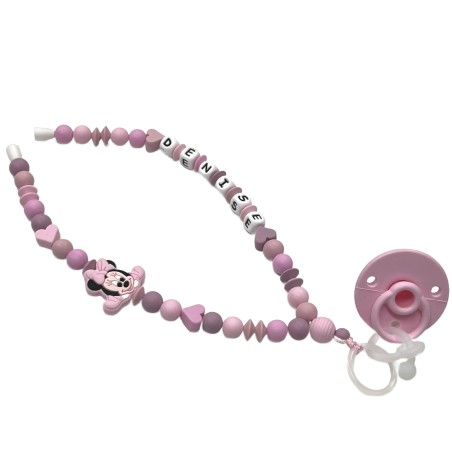 Babyjart Colar porta-chupeta com nome, silicone, gancho/adaptador de chupeta da mãe