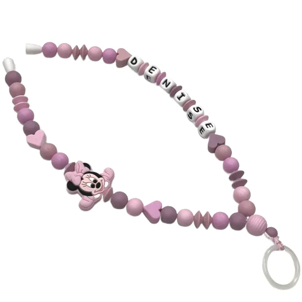 Babyjart Schnullerhalskette mit Name, aus silicone, Haken / Adapter Schnuller Mam