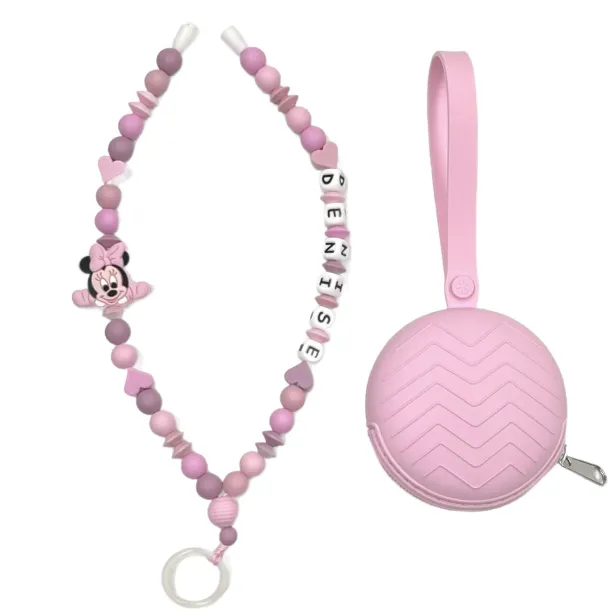 Babyjart Collana Portaciuccio con Nome, in silicone, gancio/adattatore ciuccio mam