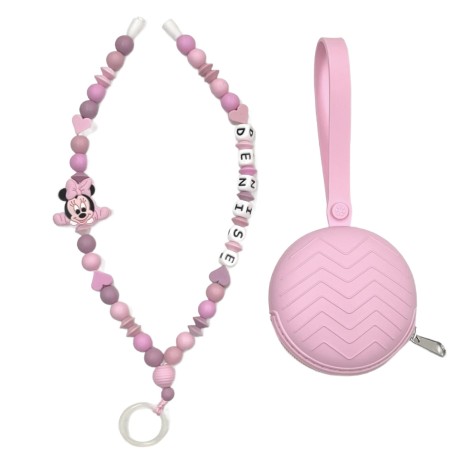 Babyjart Colar porta-chupeta com nome, silicone, gancho/adaptador de chupeta da mãe