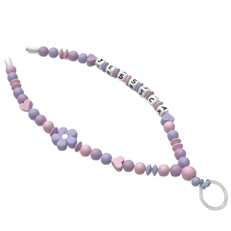 Babyjart Colar porta-chupeta com nome, silicone, gancho/adaptador de chupeta da mãe