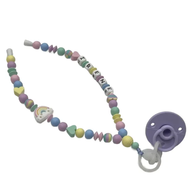 Babyjart Schnullerhalskette mit Name, aus silicone, Haken / Adapter Schnuller Mam