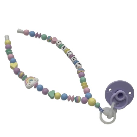 Babyjart Colar porta-chupeta com nome, silicone, gancho/adaptador de chupeta da mãe