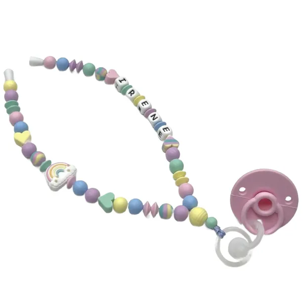 Babyjart Dummy Nicklace with name, in silicone, hook / adapter pacifier mam