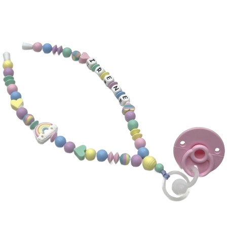 Babyjart Colar porta-chupeta com nome, silicone, gancho/adaptador de chupeta da mãe