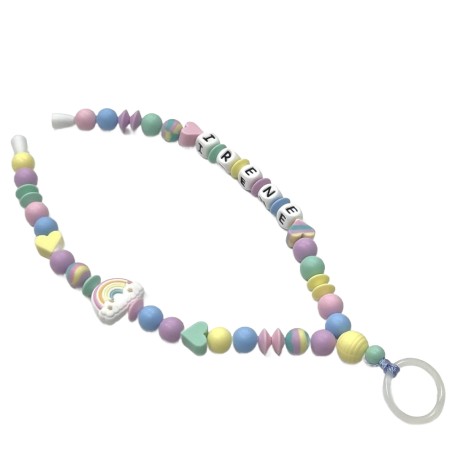 Babyjart Colar porta-chupeta com nome, silicone, gancho/adaptador de chupeta da mãe