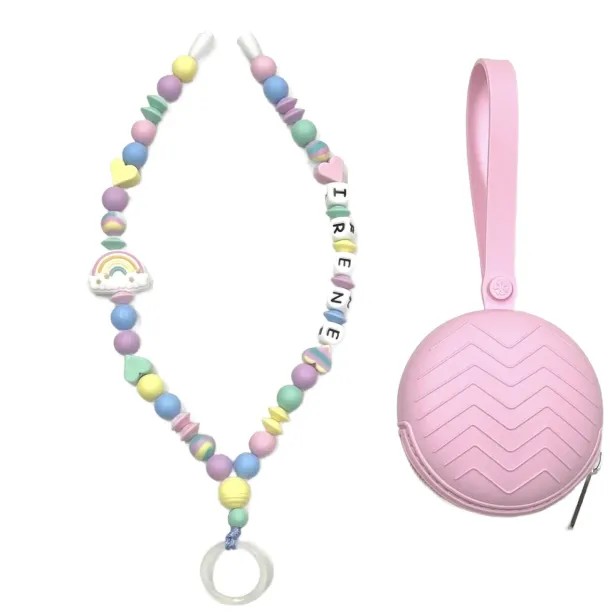 Babyjart Dummy Nicklace with name, in silicone, hook / adapter pacifier mam