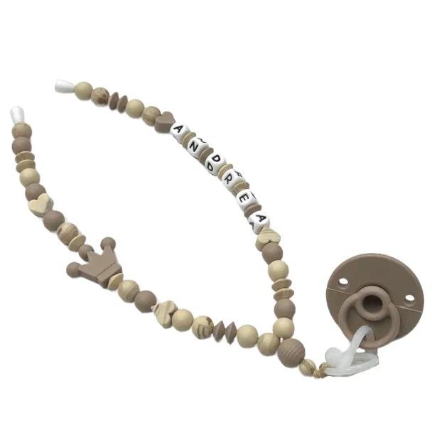 Babyjart Collar Porta Chupete con Nombre, silicona, gancho/adaptador para chupete de madre