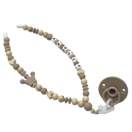 Babyjart Colar porta-chupeta com nome, silicone, gancho/adaptador de chupeta da mãe