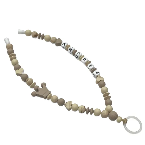 Babyjart Schnullerhalskette mit Name, aus silicone, Haken / Adapter Schnuller Mam