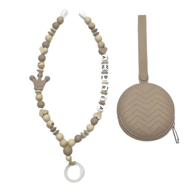 Babyjart Schnullerhalskette mit Name, aus silicone, Haken / Adapter Schnuller Mam