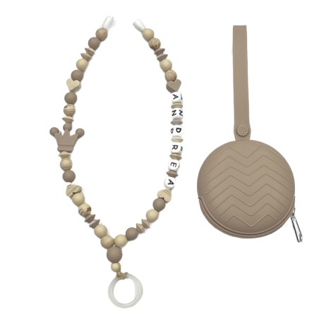 Babyjart Colar porta-chupeta com nome, silicone, gancho/adaptador de chupeta da mãe