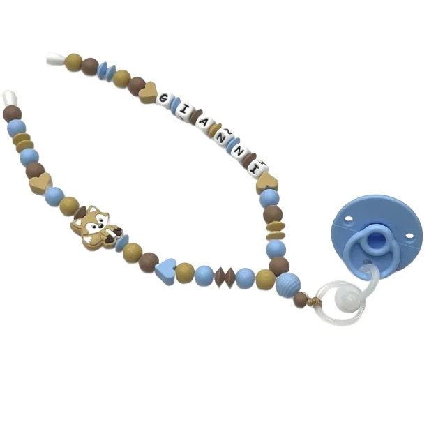 Babyjart Dummy Nicklace with name, in silicone, hook / adapter pacifier mam