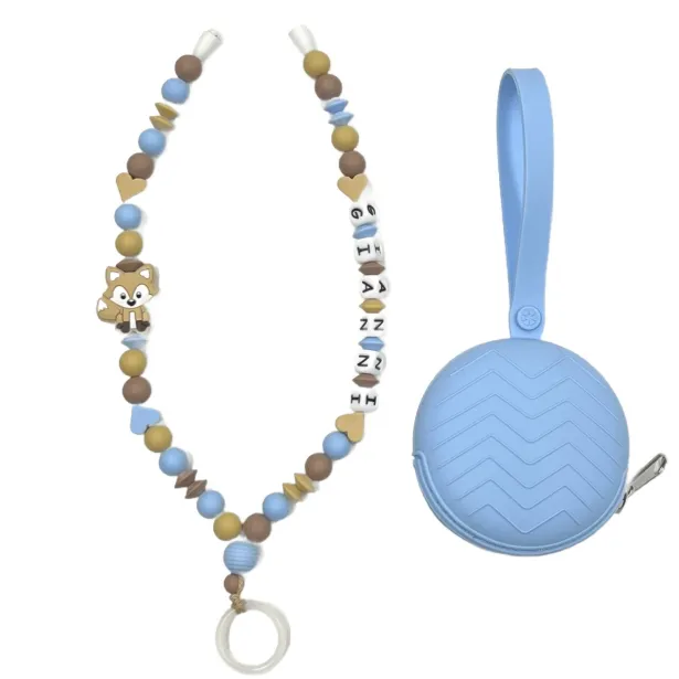 Babyjart Collar Porta Chupete con Nombre, silicona, gancho/adaptador para chupete de madre