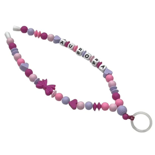 Babyjart Schnullerhalskette mit Name, aus silicone, Haken / Adapter Schnuller Mam