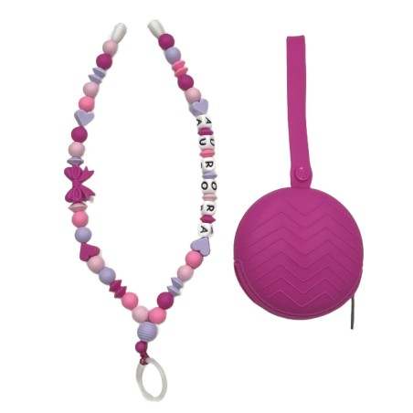 Babyjart Colar porta-chupeta com nome, silicone, gancho/adaptador de chupeta da mãe