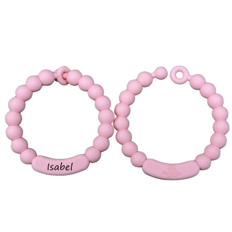 Anel de dentição personalizado Rosa Pastel