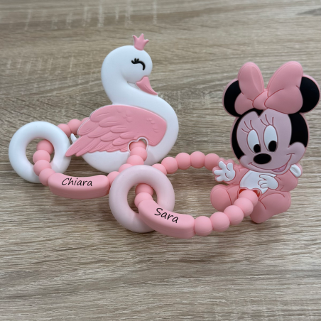 Anel de dentição personalizado Rosa Pastel