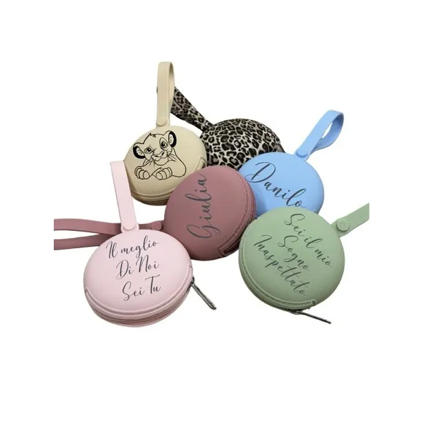 PERSONALIZZA Astuccio Catenella Portaciuccio Tondo LISCIO con STAMPA LASER